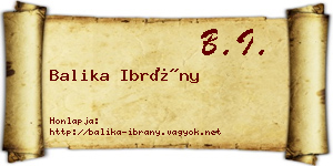 Balika Ibrány névjegykártya